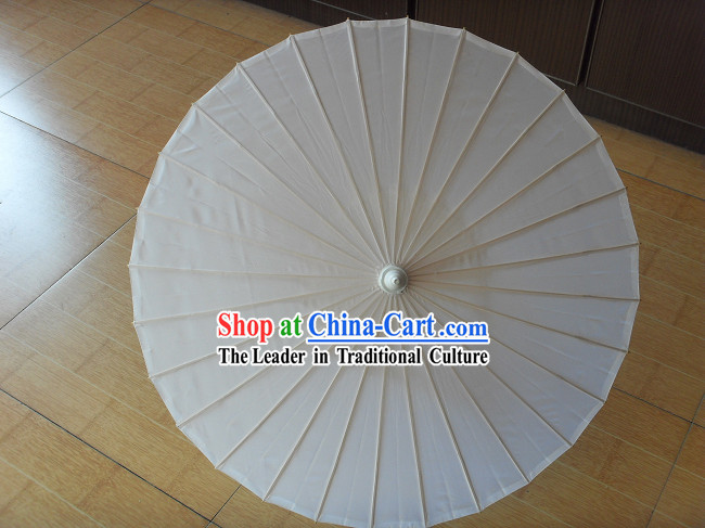 Chinese Hand Made White Silk Umbrella
