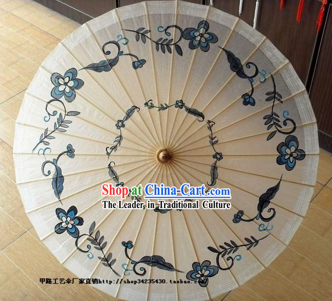 China Hand Painted Ancient Style Blue and White Flower Umbrellas