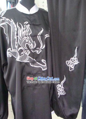 Chinese Professional Black Dragon Sifu Tai Chi Uniform for Men