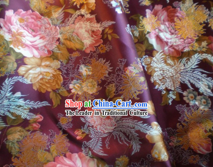 Phoenix and Flower Brocade Fabric