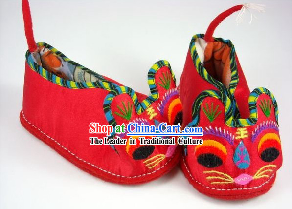 Handmade Tiger Head Shoes for Children