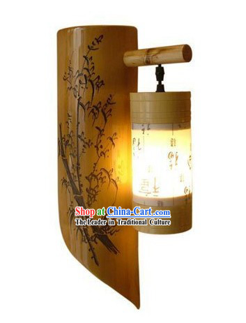 Chinese Hand Painted Plum Blossom Bamboo Wall Lantern