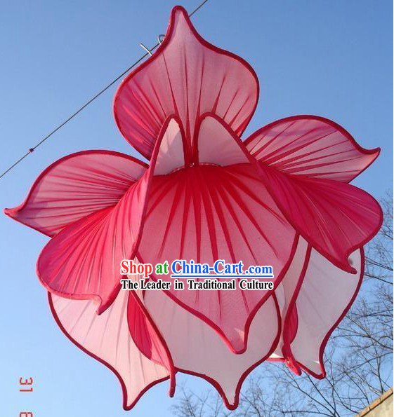 Large Red Silk Lotus Ceiling Lantern
