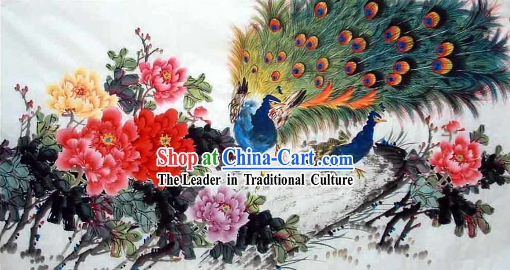 Traditional Chinese Peacock Painting by Jiang Yanmei