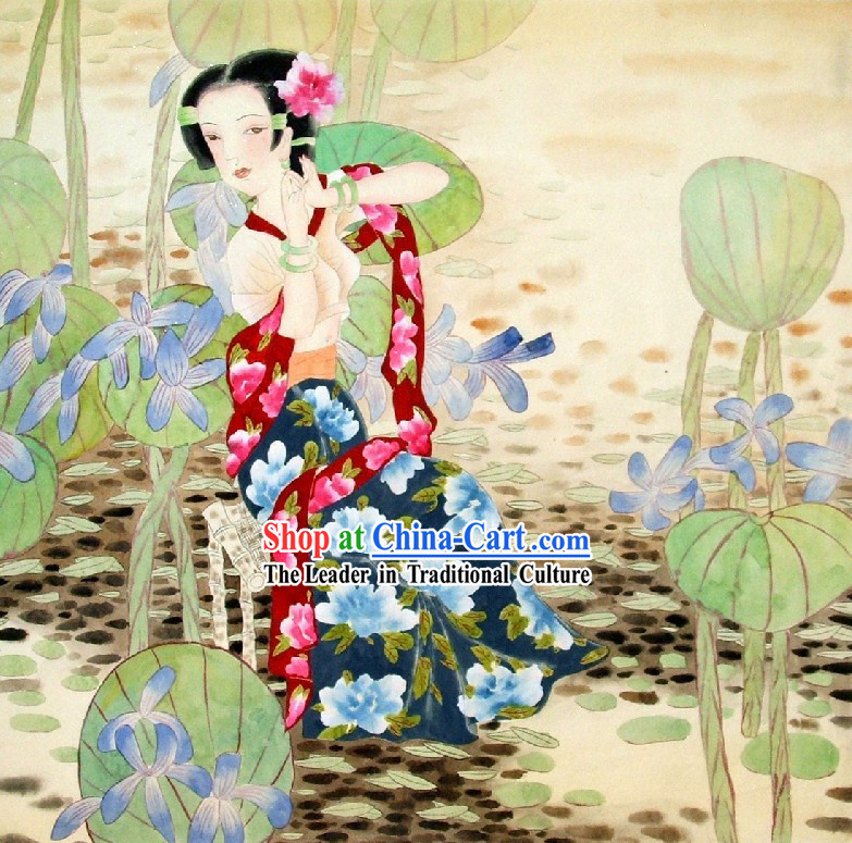 Traditional Chinese Girl Painting by Qin Shaoping