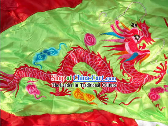 118 Inches Long Large Green Dragon Embroidery Chinese New Year Parade Flag