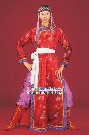 Chinese Olunchun Minority Clothing and Hat Complete Set