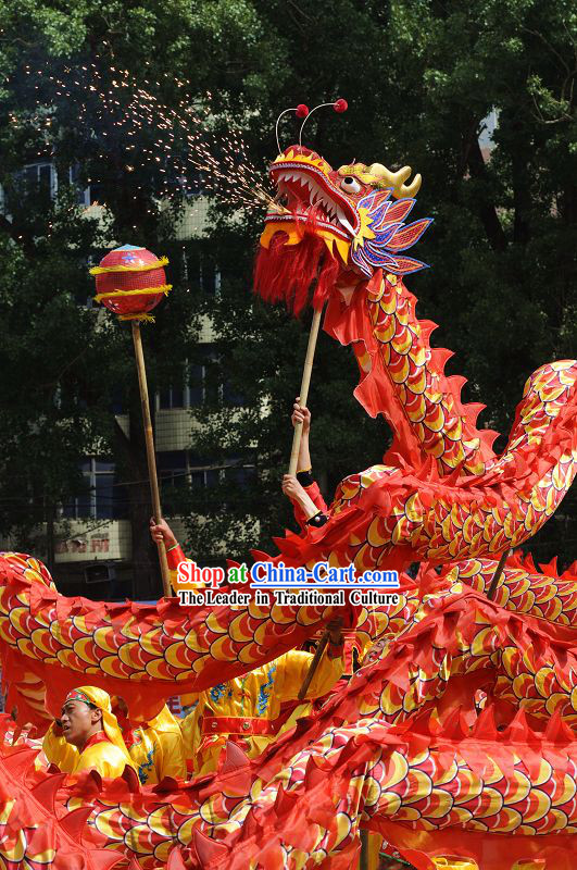 Happy Festival Celebration Dragon Dance Costumes Complete Set for Eight Adults