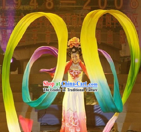 473 Inches Length Silk Colour Stripe Ribbon China Dance Props