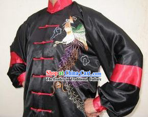 Chinese Professional Martial Arts Embroidered Phoenix Silk Uniform Complete Set