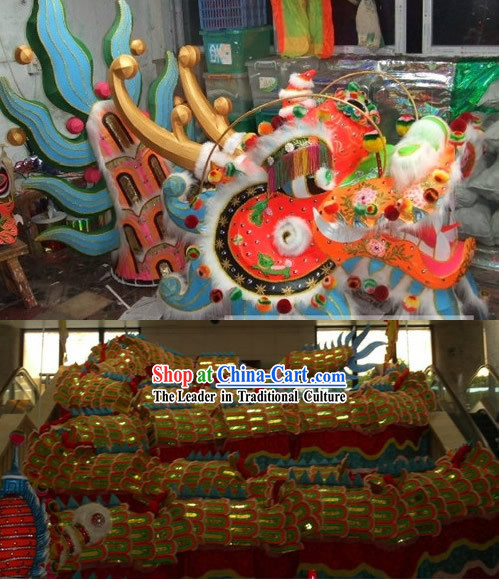 Large Luminous Supreme Long Wool Dragon Dance Costume Complete Set