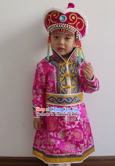 Chinese Mongolian Clothing Complete Set for Kids