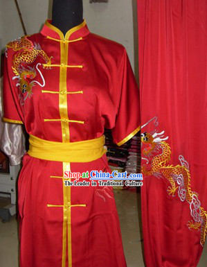 Pure Silk Embroidered Dragon Tai Chi Clothing for Men