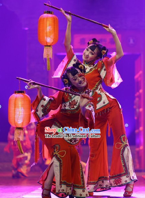 Chinese New Year Lantern Dance Costumes, Head Pieces, Shoes and Lantern