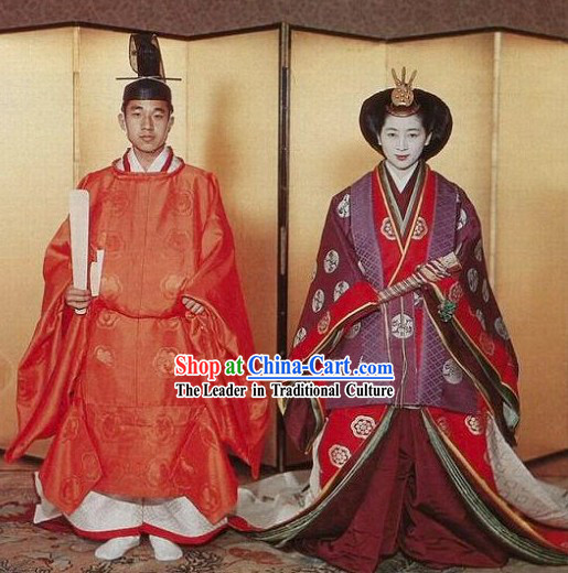 Japanese Ancient Emperor and Empress Clothes Two Sets
