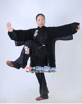 Traditional Lotus Silk Tai Chi Clothing and Cape Set