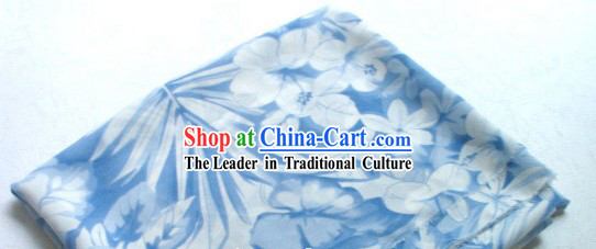 Light Blue Flower Silk Fabric