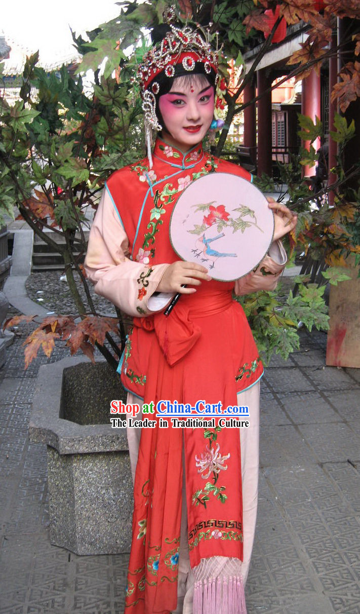 Chinese Peking Opera Costume and Fan Set