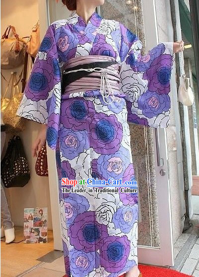 Traditional Japanese Kimono Yukata Complete Set