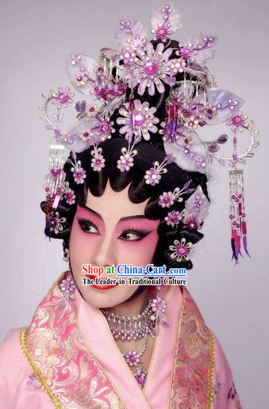 Chinese Traditional Wig and Hair Decoration Complete Set