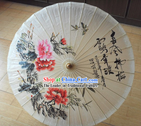 Supreme Chinese Handmade and Painted Large Peony Umbrella