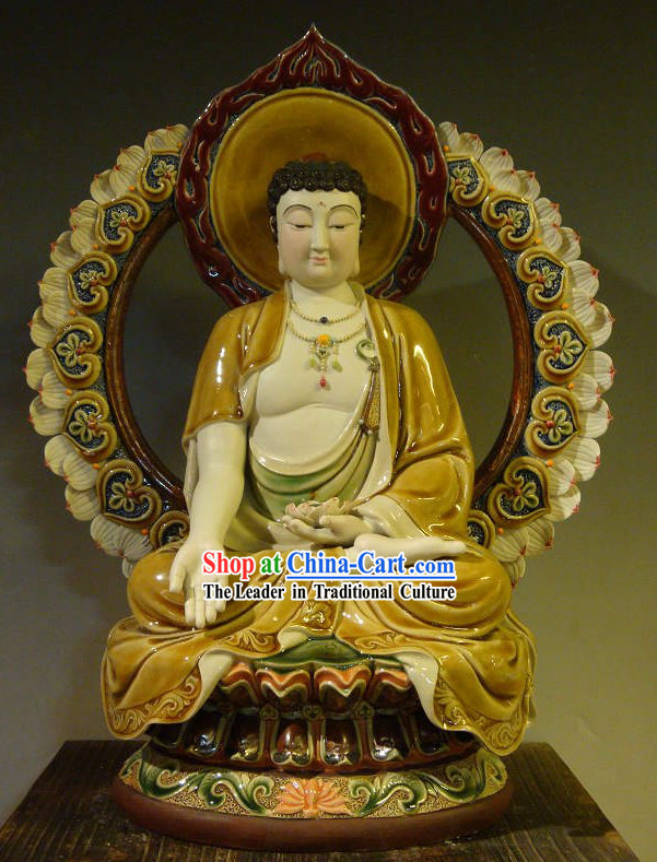 Chinese Buddha Shiwan Ceramics Figurine