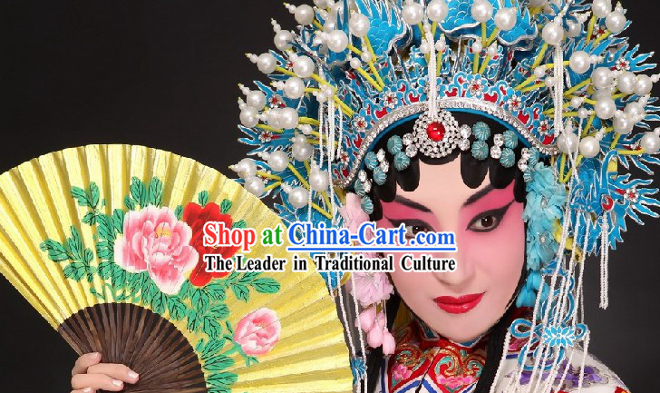 Traditional Beijing Opera Peony Golden Fan