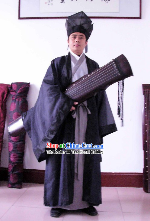 Ancient Chinese Koto Player Costume and Hat