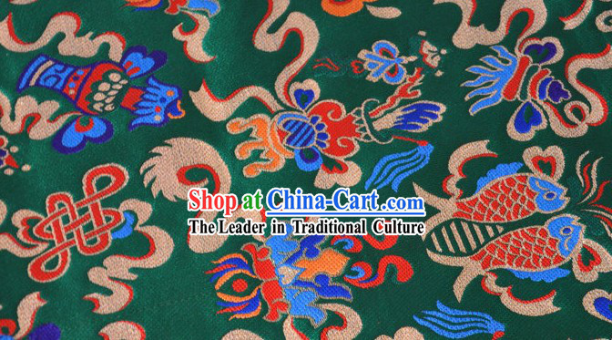 Traditoinal Chinese Double FishesBrocade Fabric