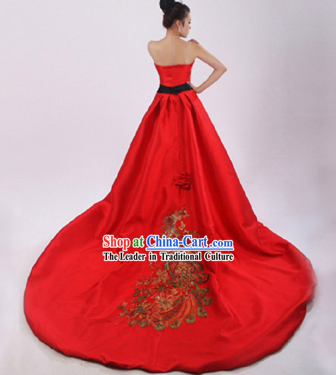 Lucky Red Chinese Phoenix Wedding Dress
