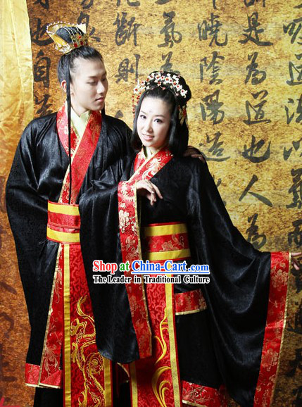 Ancient Chinese Royal Wedding Dress Complete 2 Sets for Men and Women