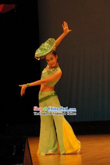 Lotus Leaf Folk Dance Costume and Hat Set