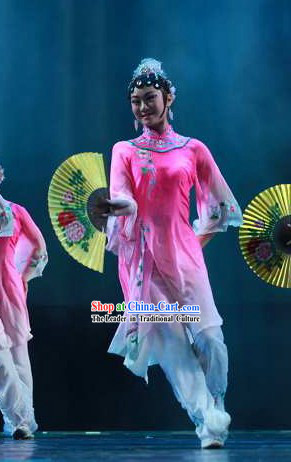 Chinese Classical Fan Dancing Costumes Set for Women