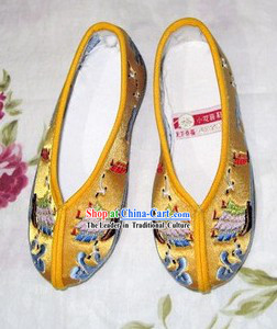 Chinese Yellow Hanfu Embroidery Shoes for Children