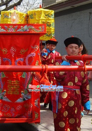 Traditional Chinese Wedding Waiter Costumes and Hat Set