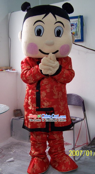 Traditional Chinese Girl Mascot Cartoon Character Costumes Complete Set