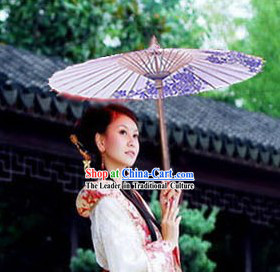 Chinese Blue Flower Hanfu Umbrella