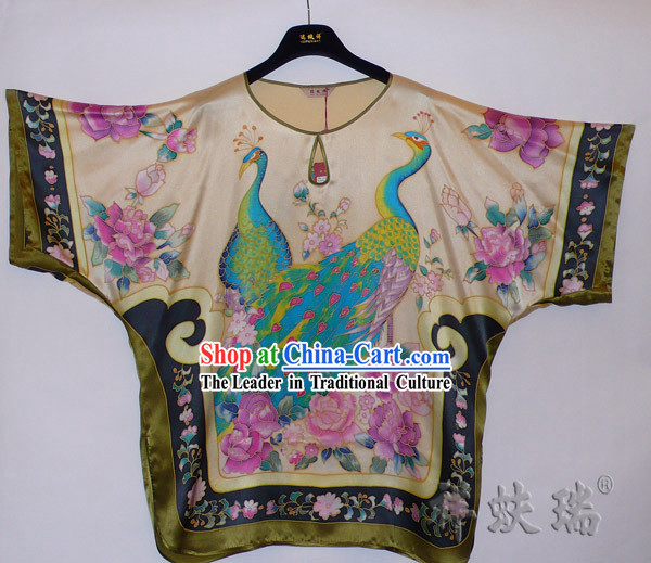 Rui Fu Xiang Silk Peacock Shirt for Women