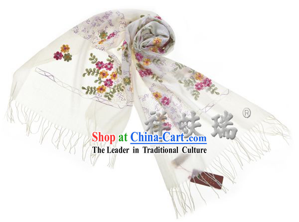 Traditional Chinese Rui Fu Xiang Flower Wool Scarf