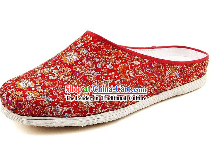 Chinese Handmade Bu Ying Zhai Brocade Slippers for Women