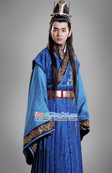 Ancient Chinese Prince Costumes and Crown Complete Set