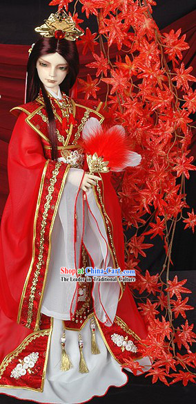 Ancient Chinese Prince Wedding Dress and Headpiece Complete Set for Bridegrooms