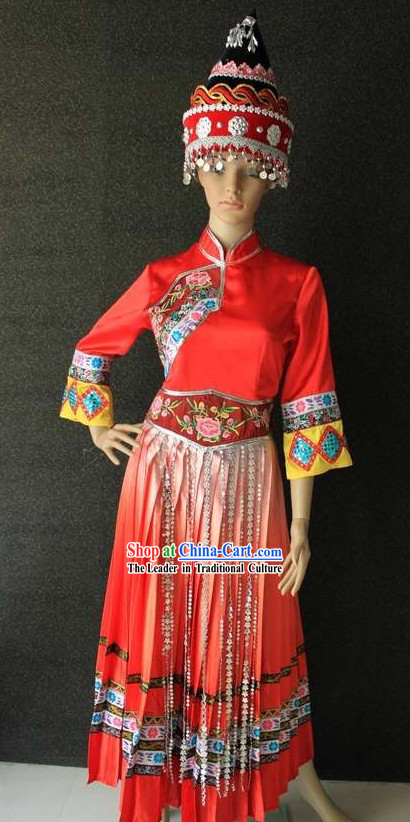 Traditional Chinese Minority Clothing and Hat for Women