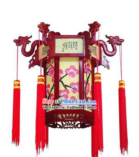 Traditional Chinese Wooden Dragon Plum Blossom Palace Lantern