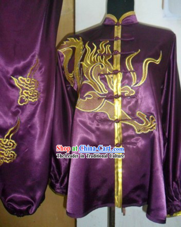 Traditional Chinese Long Sleeve Dragon Silk Kung Fu Suit