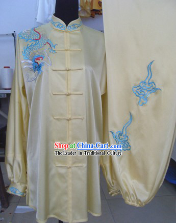 Traditional Chinese Silk Embroidered Dragon Tai Chi Suit