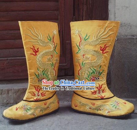 Ancient Chinese Emperor Embroidered Dragon Boots