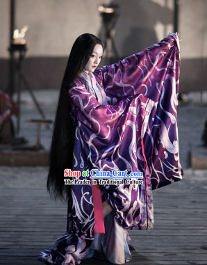Ancient Chinese Beauty in Purple Costumes Complete Set