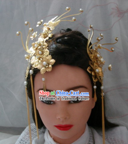 Handmade Ancient Chinese Style Empress Golden Phoenix Hair Accessories Set