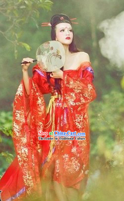 Ancient Chinese Alluring Woman Red Costumes for Ladies